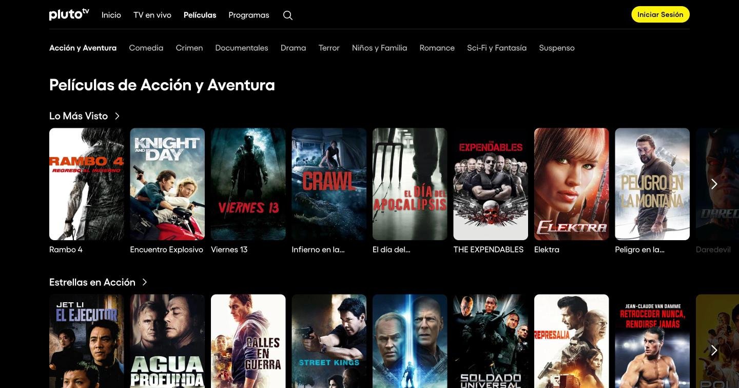 Ver películas gratis en español en Pluto TV